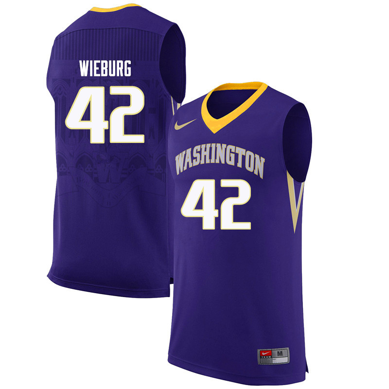 Men Washington Huskies #42 Mackenzie Wieburg College Basketball Jerseys-Purple